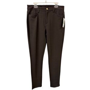 Michael Kors Basics Straight Leg Pants Knit Stretch Chocolate Brown Size 8 NWT